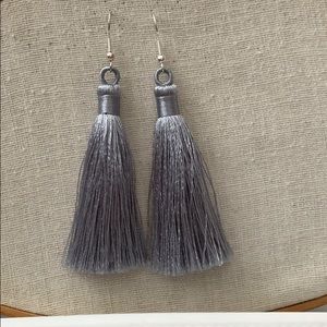 Silver Gray (Blue) Tassel Earrings